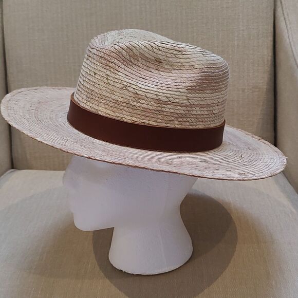 Leah California Straw Fedora Hat Brown Leather Hatband - Picture 1 of 12